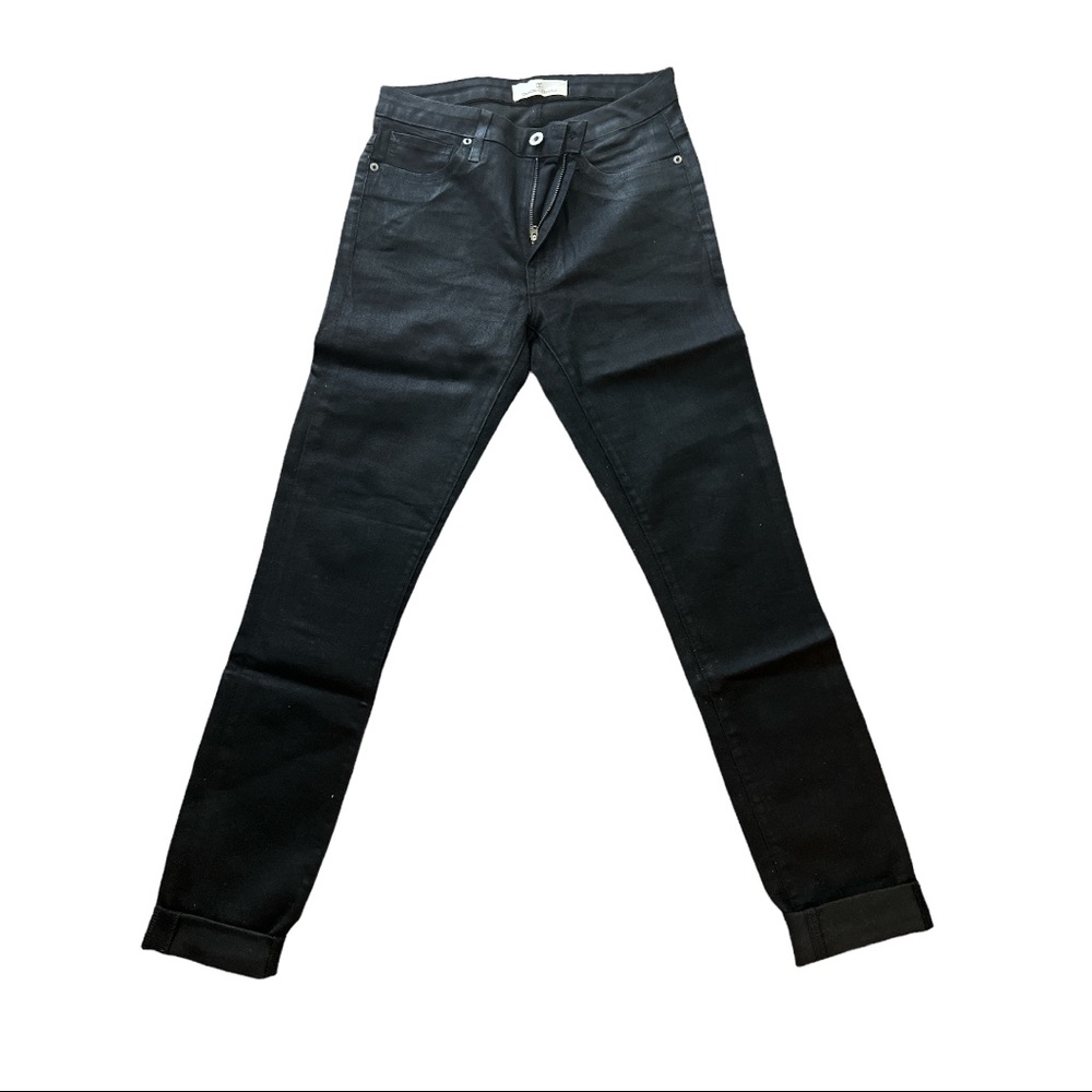 Skinny black jeans  ( something between jeans and leather )